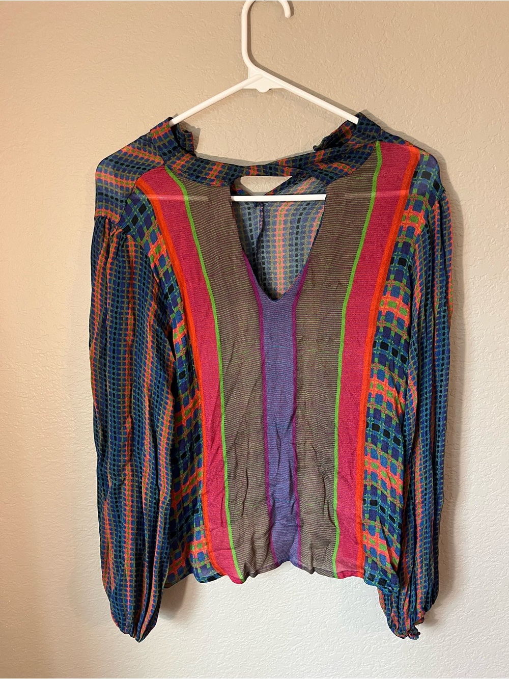 Anthropologie Conditions Apply S Multicolor Geometric Boho Blouse Art to wear